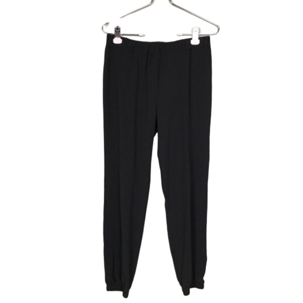 Lilly White Elastic Waist Ankles Joggers Black Size Medium Woman’s‎ Pants